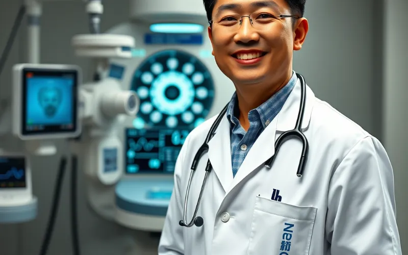 건강검진을 위한 의료 장비와 전문가가 검사를 수행하는 모습의 건강검진