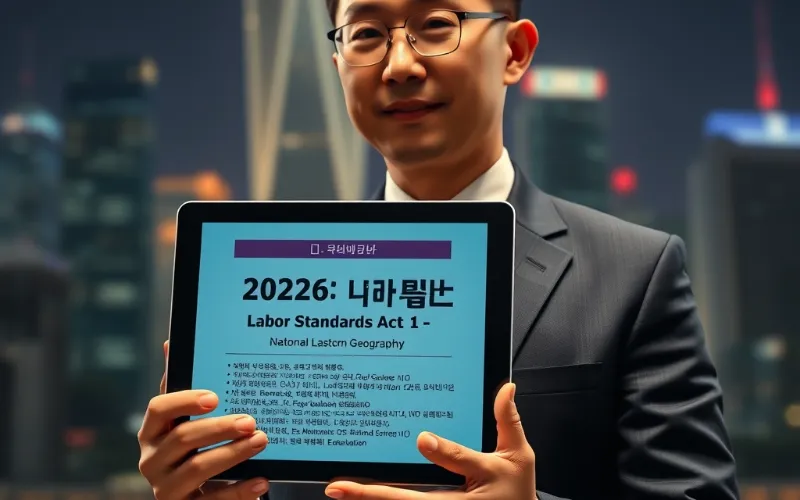 근로기준법 책을 보며 변경 사항을 확인하는 직장인의 모습