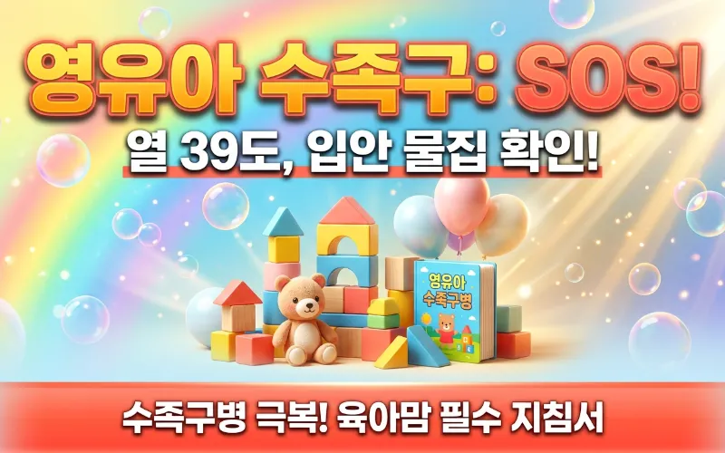 손발에 수포가 생긴 영유아 수족구병 아이를 부모가 따뜻하게 보살피는 모습