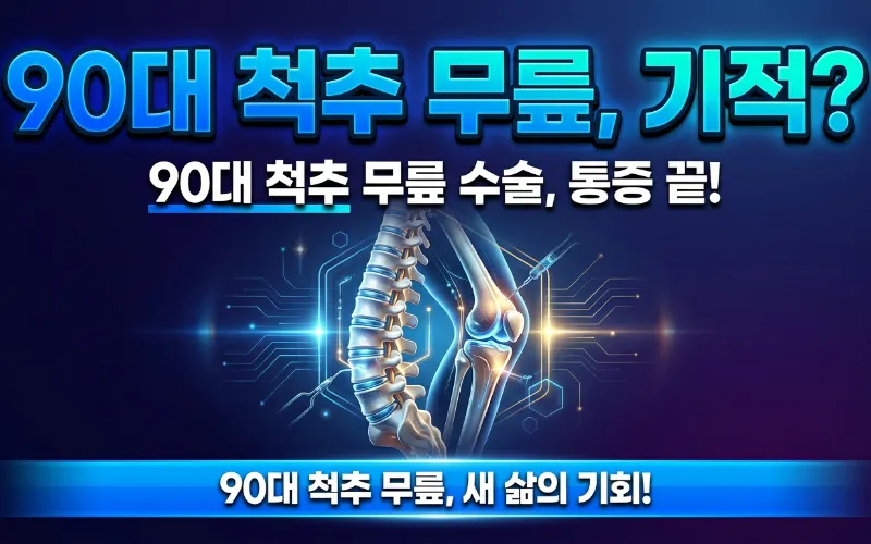 의료진이 척추 내시경 수술법에 대해 논의하는 모습으로, 90대 척추 무릎 수술의 중요성을 강조합니다.