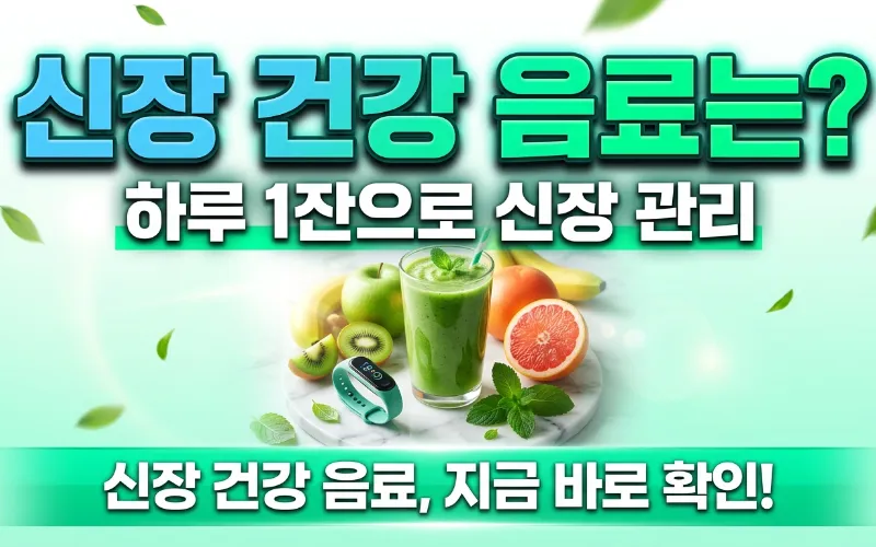 깨끗한 유리잔에 물을 따르는 모습과 옆에 놓인 신장 건강 음료로 좋은 녹차 한 잔