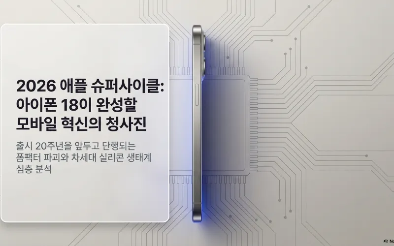 아이폰 18 - 얇고 세련된 디자인의 폴더블 아이폰 울트라가 멀티태스킹 화면을 보여주는 모습